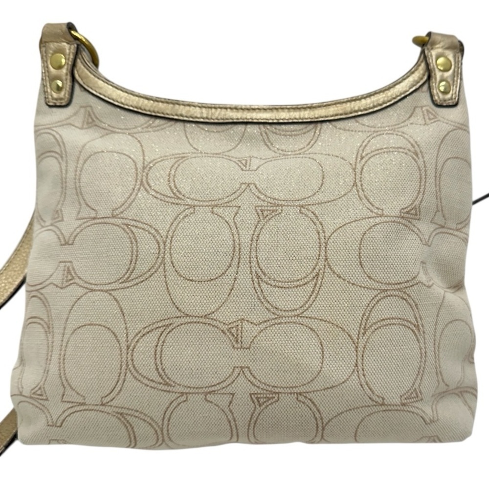 Coach Vintage Penelope Signature Crossbody Bag F19260 Linen Gold Metallic Y2K - Picture 7 of 16
